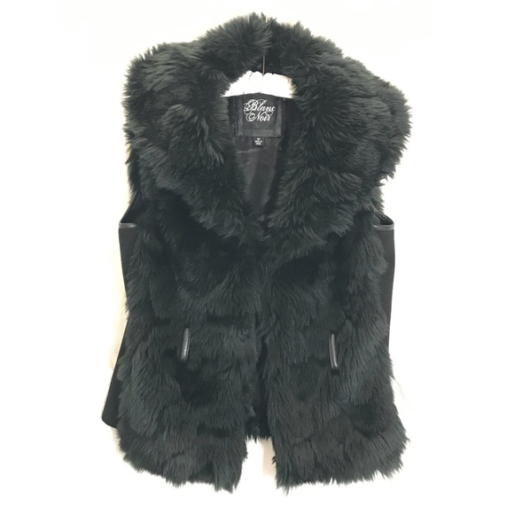 blanc noir Jackets & Blazers - Faux Fur Black Vest